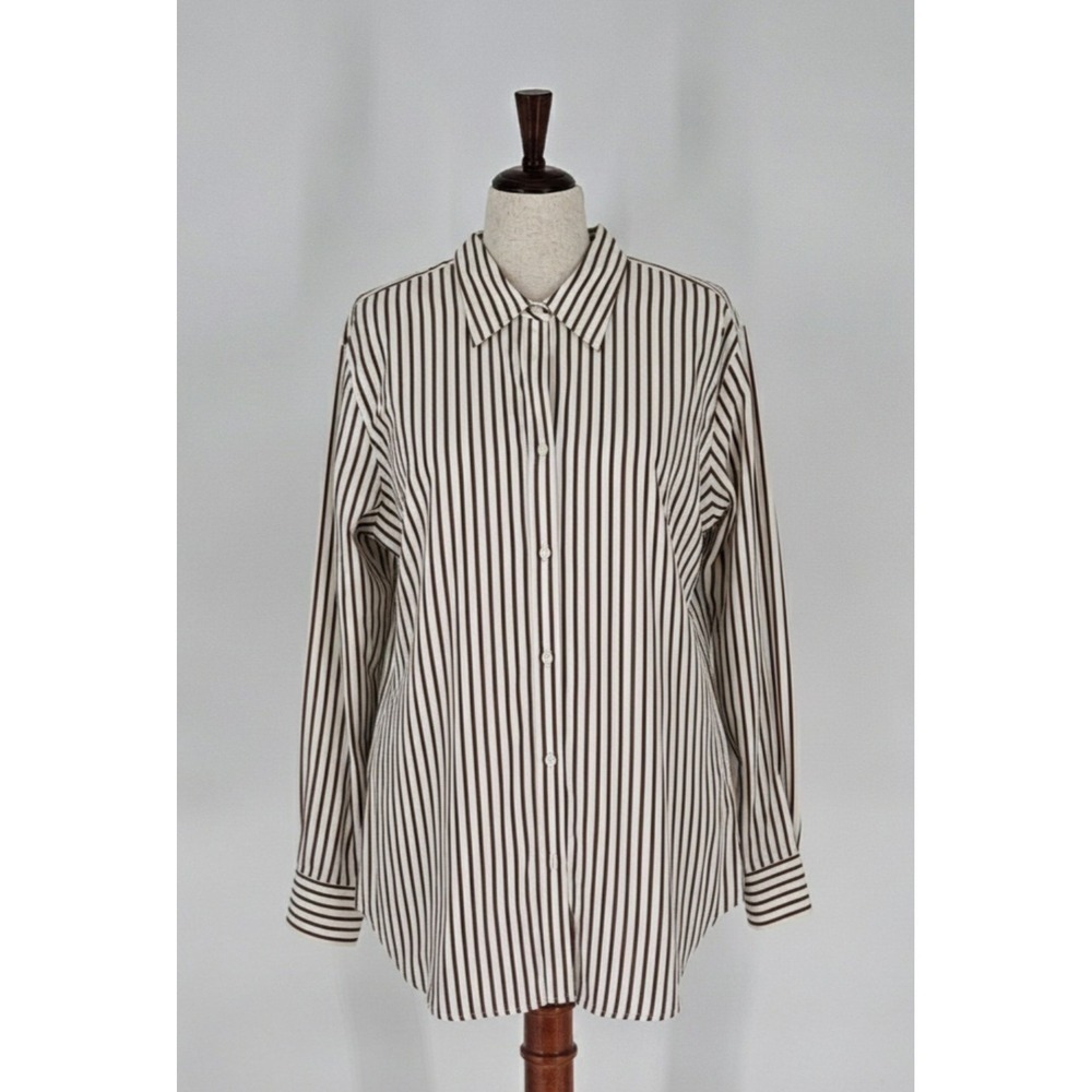 Lauren Ralph Lauren‎ Cotton Shirt Burgundy Stripes Preppy Office Womens 2X